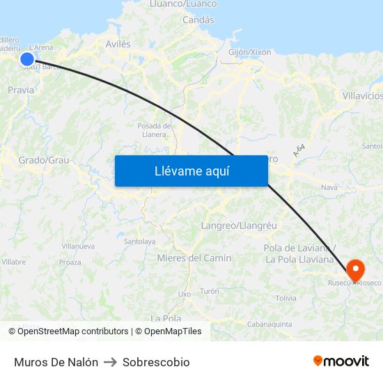 Muros De Nalón to Sobrescobio map