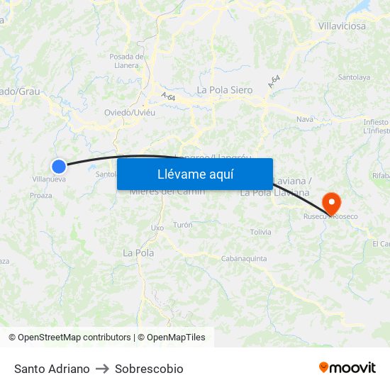 Santo Adriano to Sobrescobio map