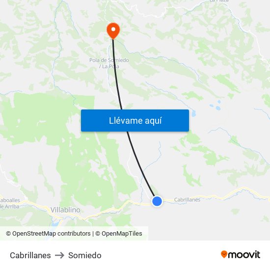 Cabrillanes to Somiedo map