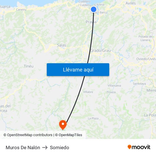 Muros De Nalón to Somiedo map