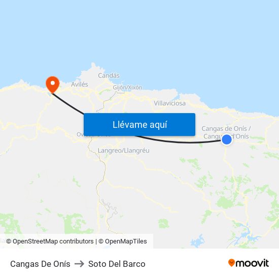 Cangas De Onís to Soto Del Barco map