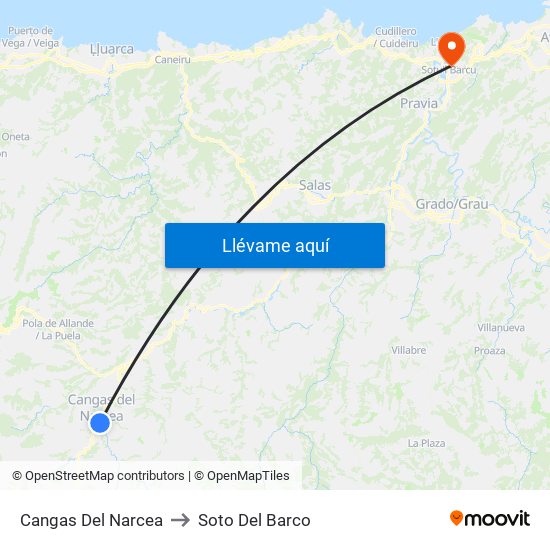 Cangas Del Narcea to Soto Del Barco map