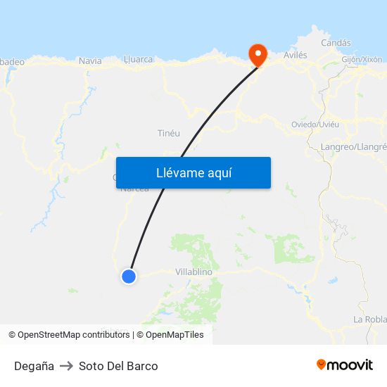 Degaña to Soto Del Barco map