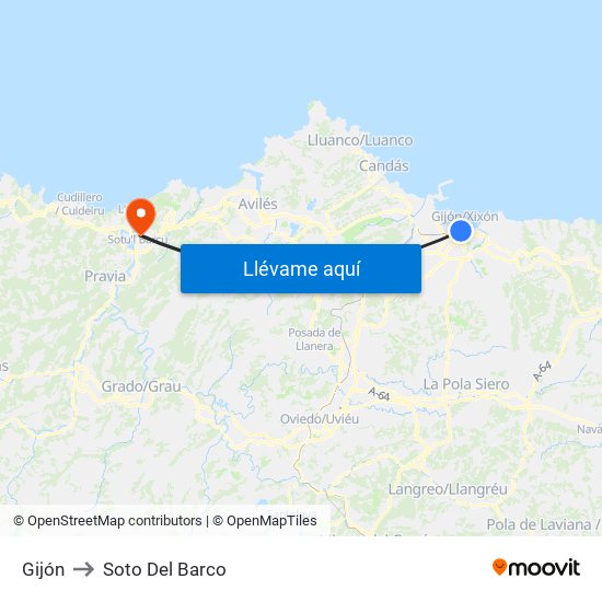 Gijón to Soto Del Barco map