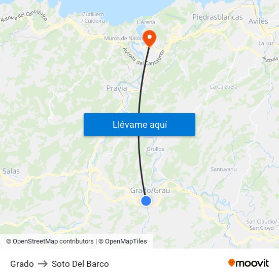 Grado to Soto Del Barco map