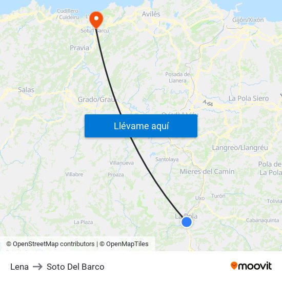 Lena to Soto Del Barco map