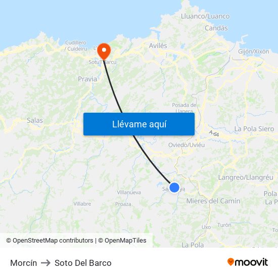 Morcín to Soto Del Barco map