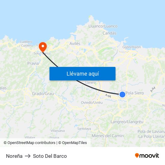 Noreña to Soto Del Barco map