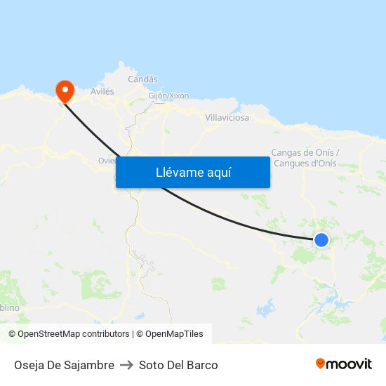 Oseja De Sajambre to Soto Del Barco map