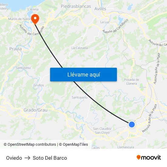 Oviedo to Soto Del Barco map