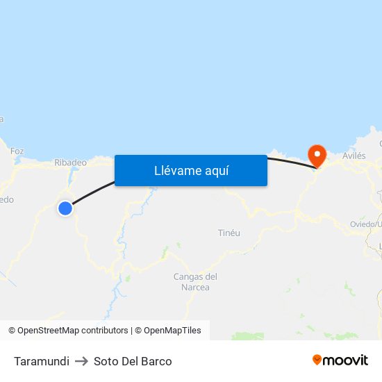 Taramundi to Soto Del Barco map