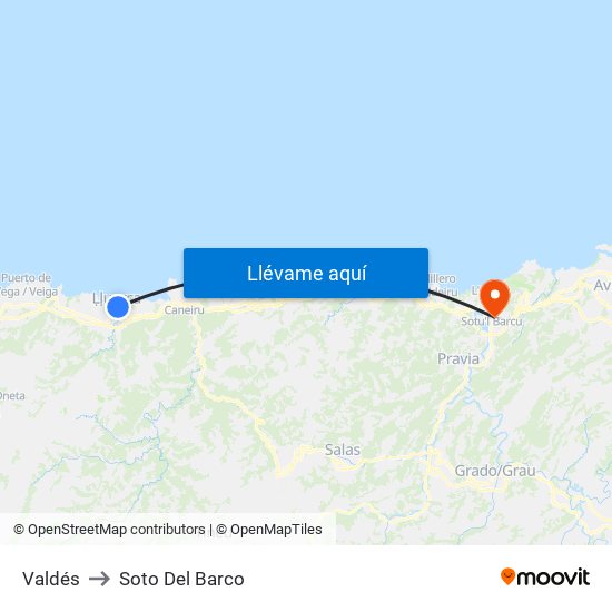 Valdés to Soto Del Barco map