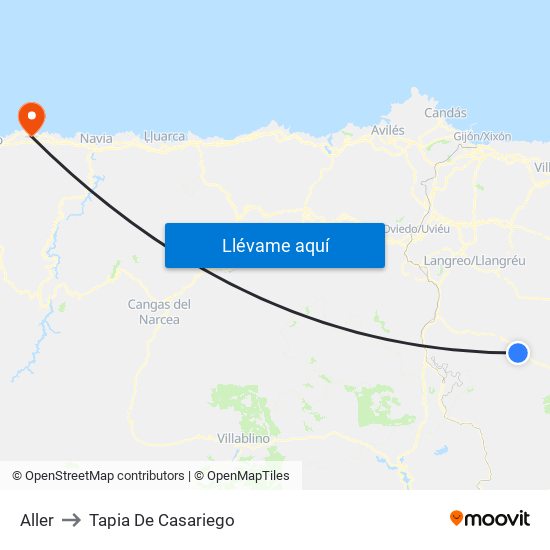 Aller to Tapia De Casariego map