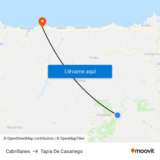 Cabrillanes to Tapia De Casariego map