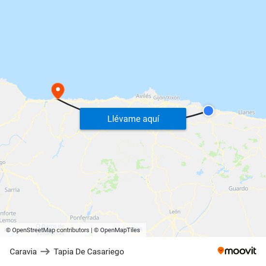 Caravia to Tapia De Casariego map