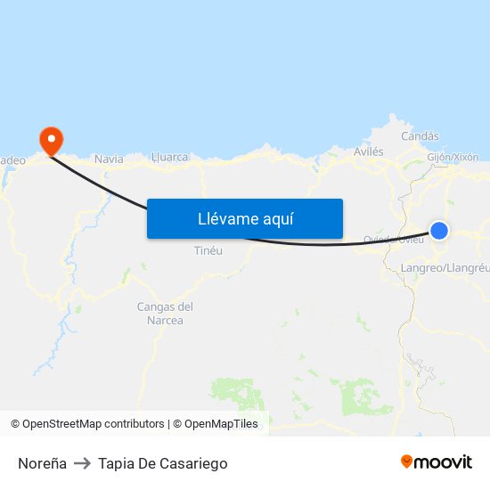 Noreña to Tapia De Casariego map