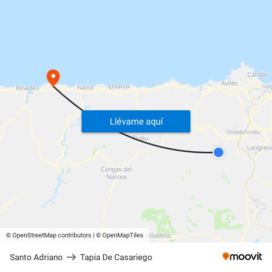 Santo Adriano to Tapia De Casariego map