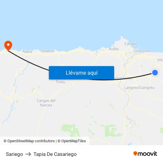 Sariego to Tapia De Casariego map
