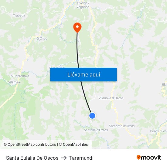 Santa Eulalia De Oscos to Taramundi map