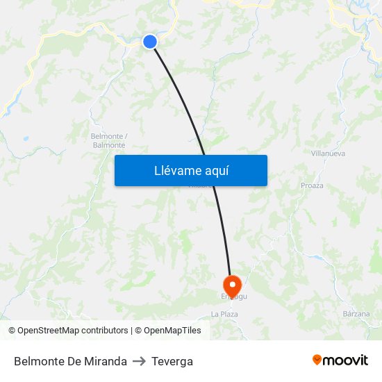 Belmonte De Miranda to Teverga map