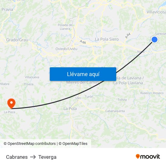 Cabranes to Teverga map