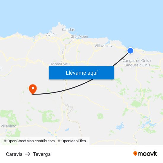 Caravia to Teverga map