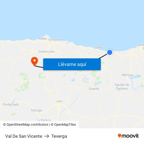 Val De San Vicente to Teverga map