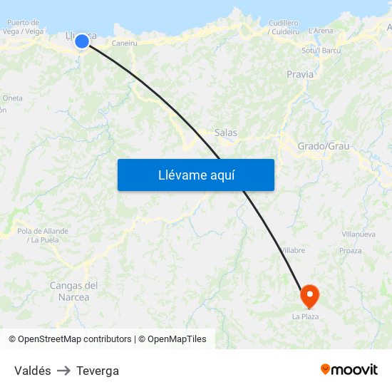 Valdés to Teverga map