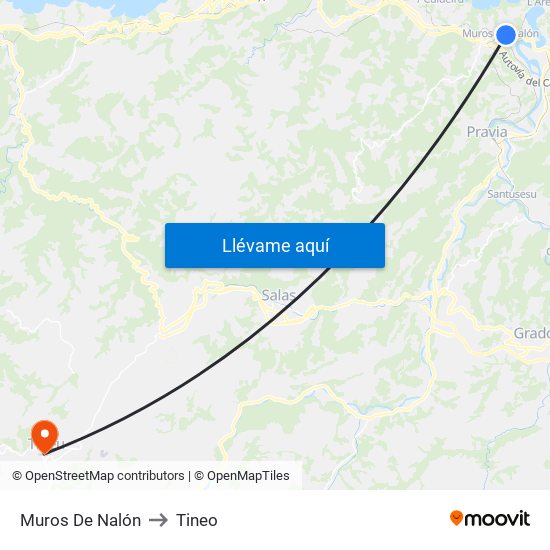 Muros De Nalón to Tineo map