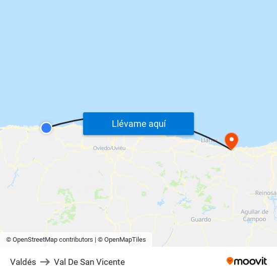 Valdés to Val De San Vicente map