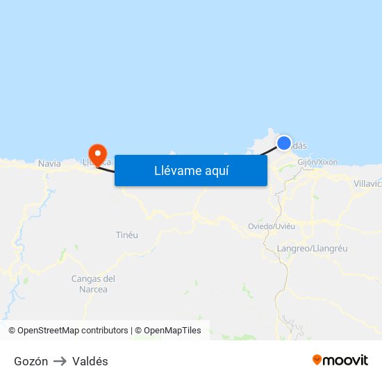 Gozón to Valdés map