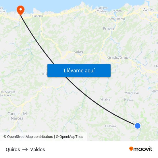 Quirós to Valdés map