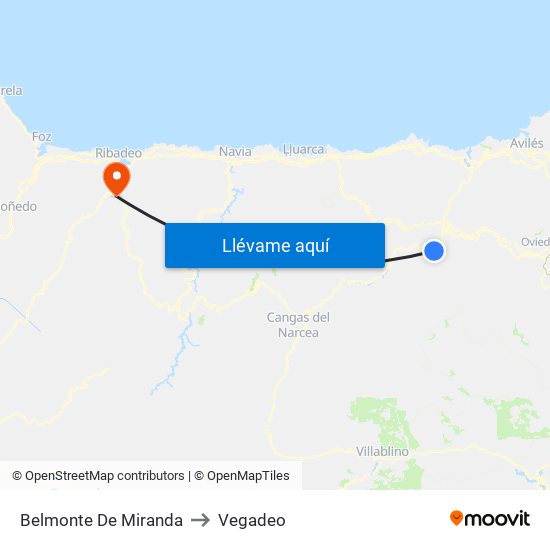 Belmonte De Miranda to Vegadeo map