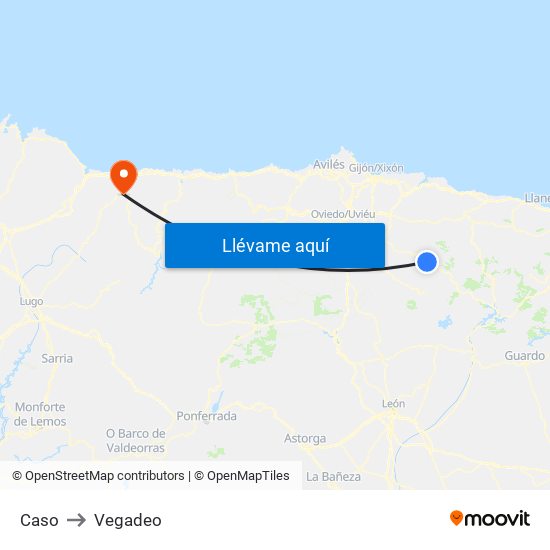 Caso to Vegadeo map