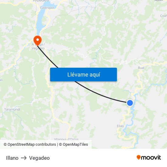 Illano to Vegadeo map