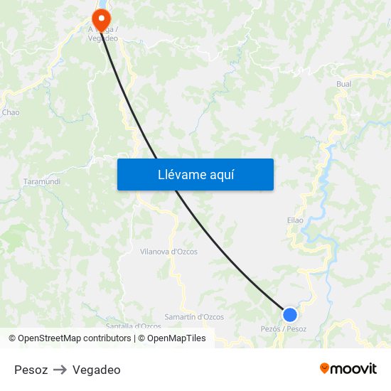 Pesoz to Vegadeo map