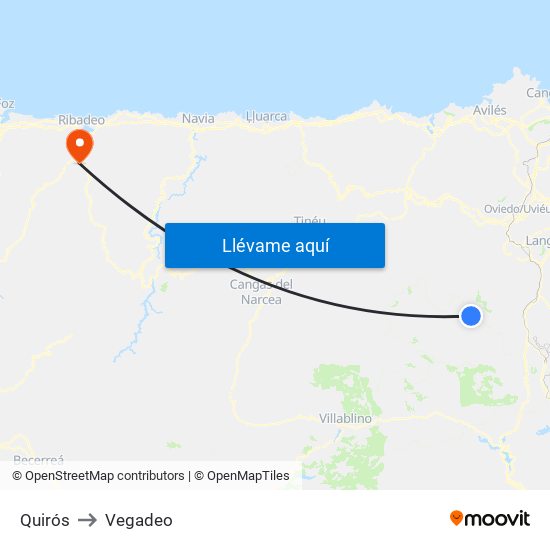 Quirós to Vegadeo map
