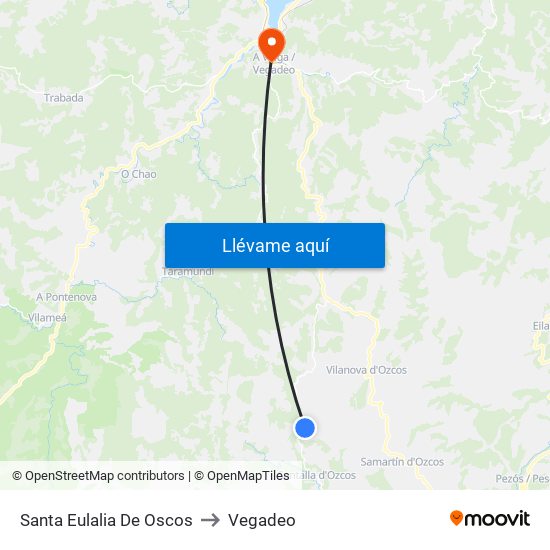 Santa Eulalia De Oscos to Vegadeo map