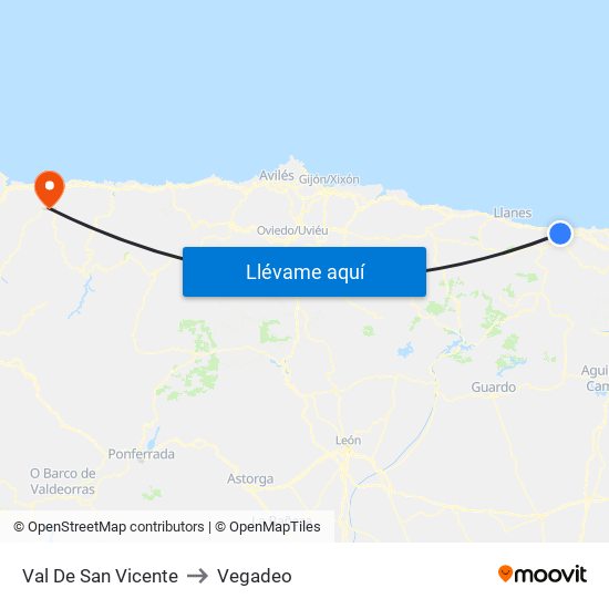 Val De San Vicente to Vegadeo map