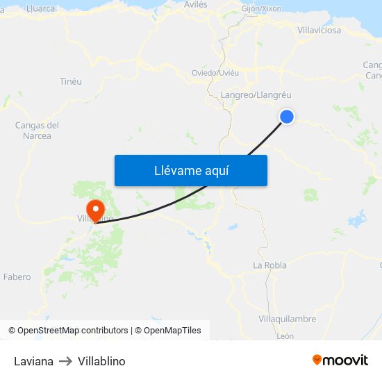 Laviana to Villablino map