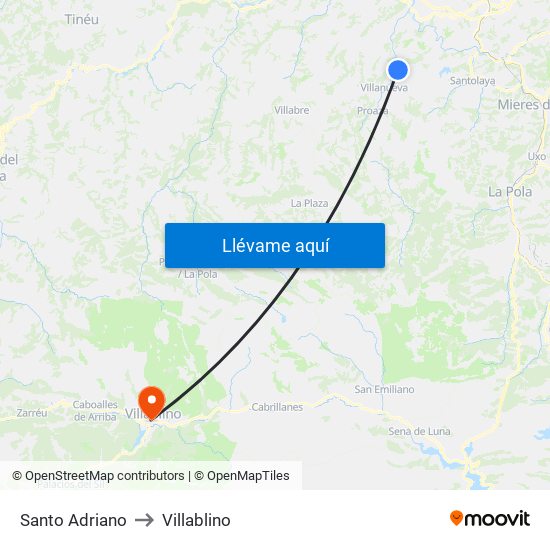 Santo Adriano to Villablino map