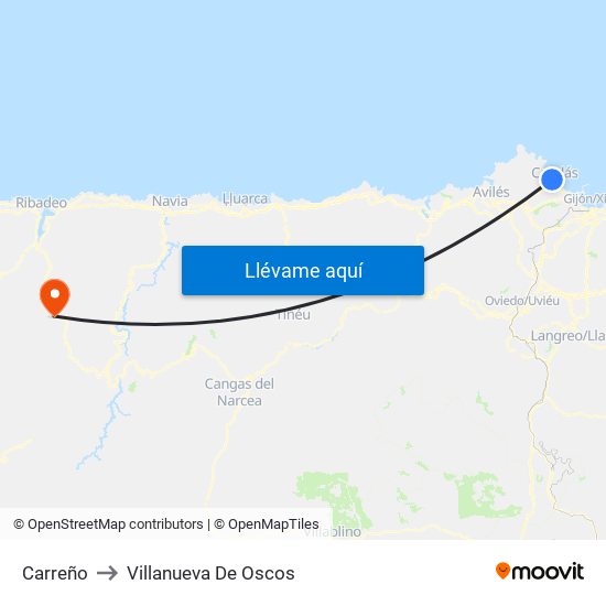 Carreño to Villanueva De Oscos map
