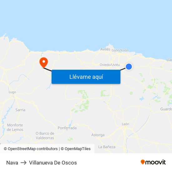 Nava to Villanueva De Oscos map