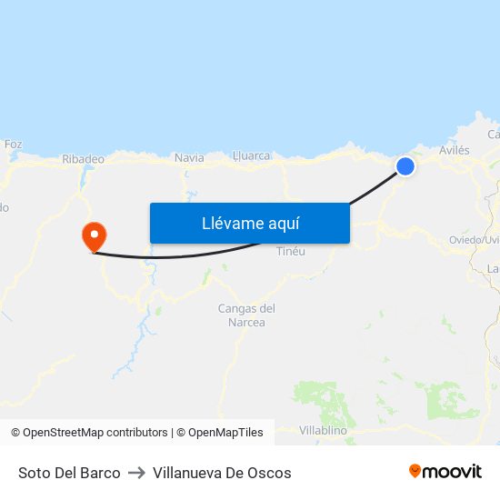 Soto Del Barco to Villanueva De Oscos map