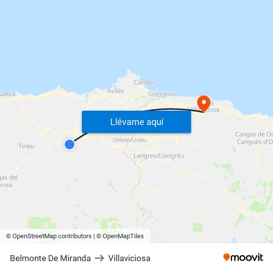 Belmonte De Miranda to Villaviciosa map