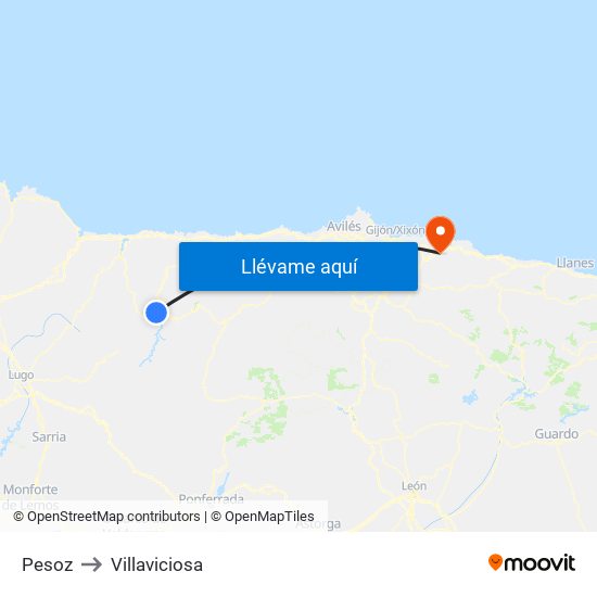 Pesoz to Villaviciosa map