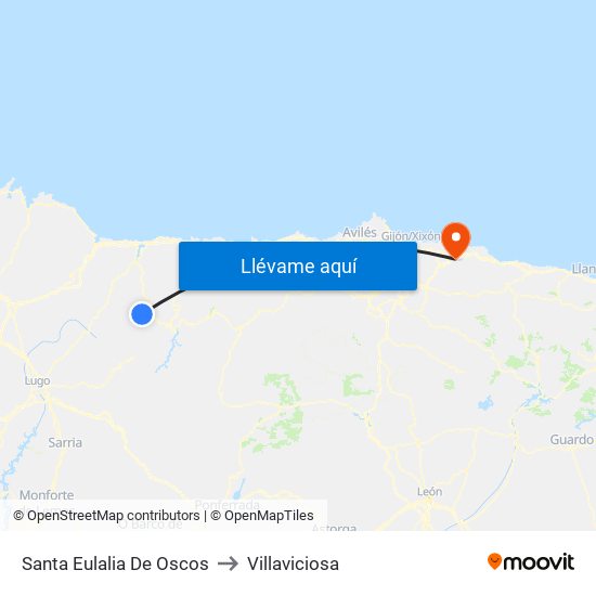 Santa Eulalia De Oscos to Villaviciosa map