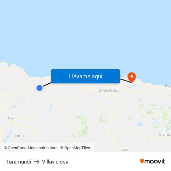 Taramundi to Villaviciosa map