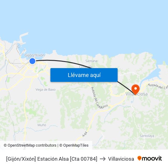 [Gijón/Xixón]  Estación Alsa [Cta 00784] to Villaviciosa map