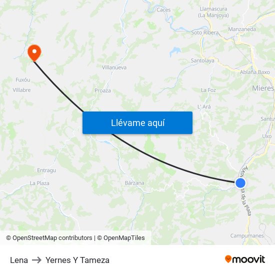 Lena to Yernes Y Tameza map